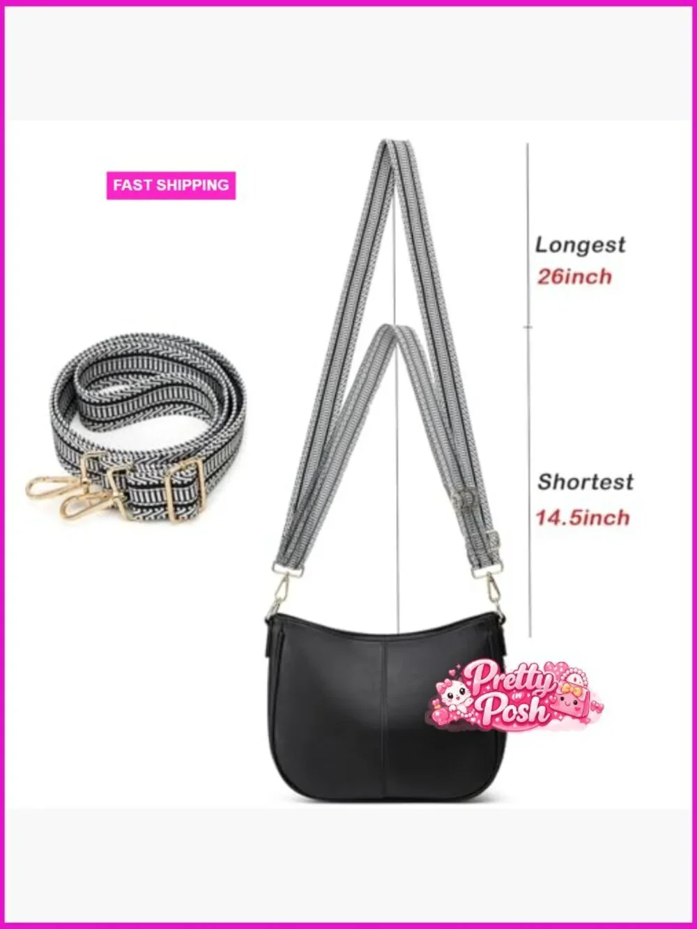 PU Leather Hobo Crossbody Bag with Adjustable Straps